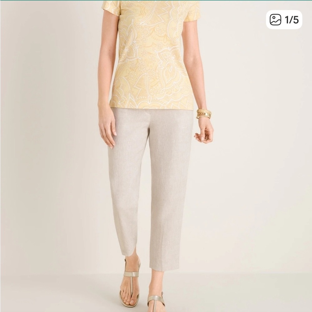 NWT Chico's Linen Drawstring Ankle Pants